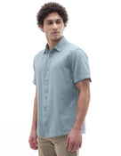 Regular Fit 100% Cotton Textured Shirt - Blue