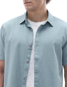 Regular Fit 100% Cotton Textured Shirt - Blue