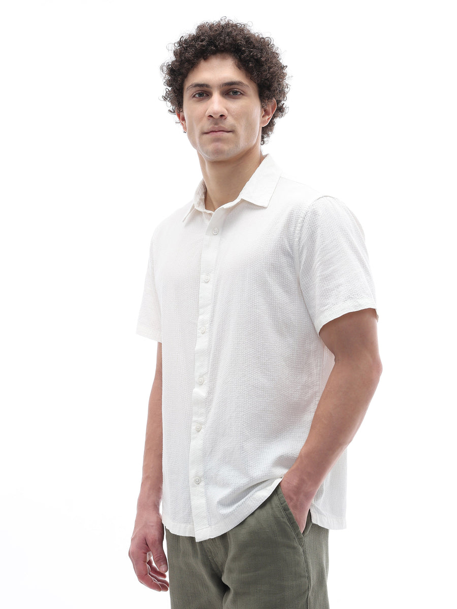 Regular Fit Textured Shirt - Off White