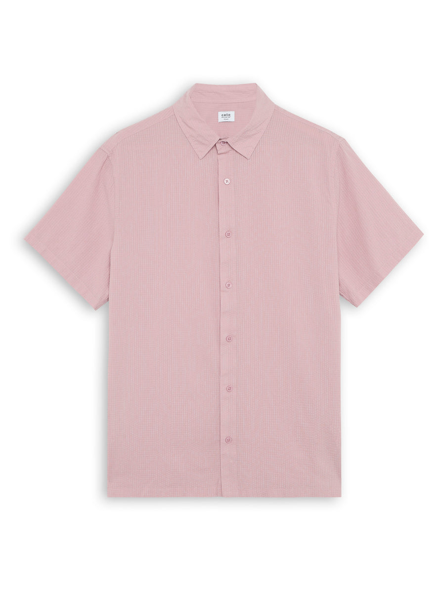 Regular Fit 100% Cotton Textured Shirt - Purple