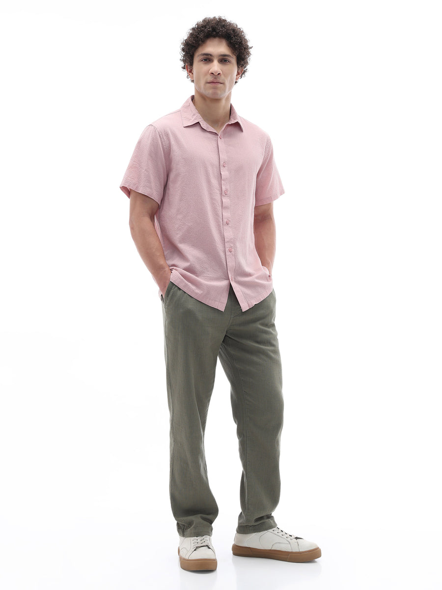 Regular Fit 100% Cotton Textured Shirt - Purple