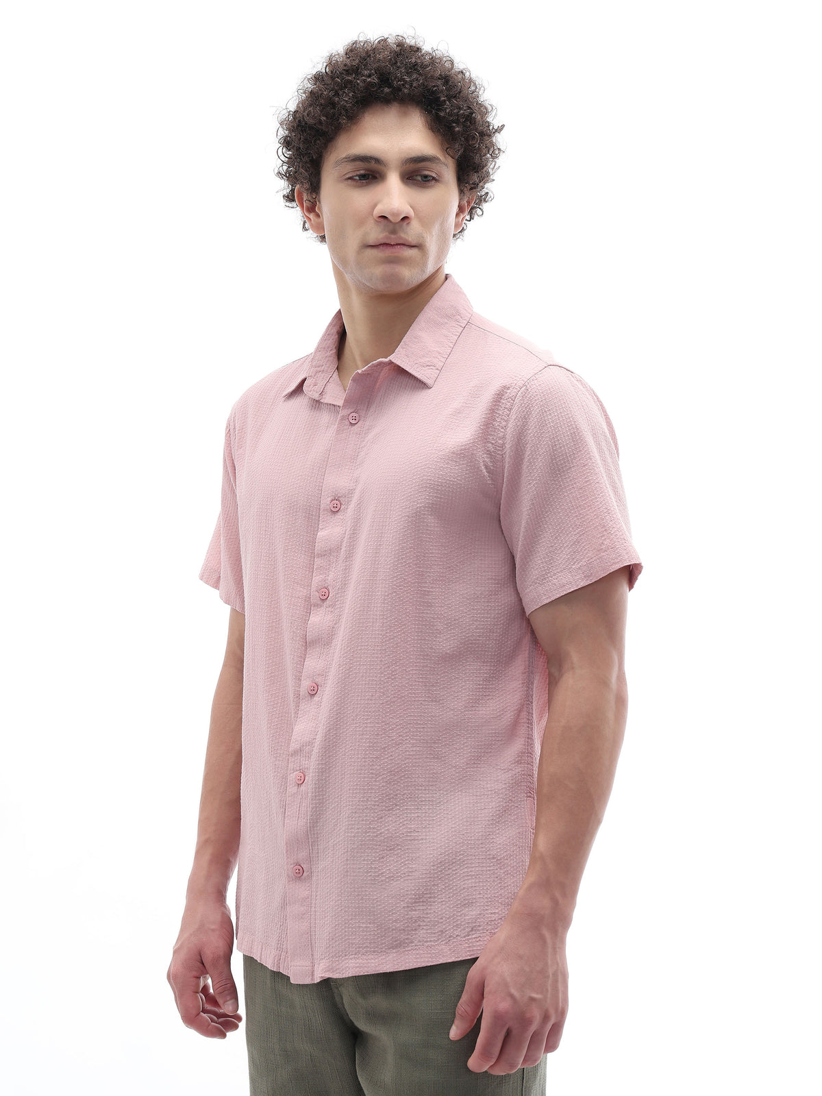 Regular Fit 100% Cotton Textured Shirt - Purple