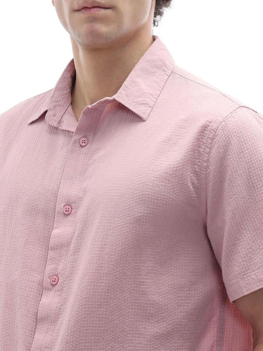 Regular Fit 100% Cotton Textured Shirt - Purple