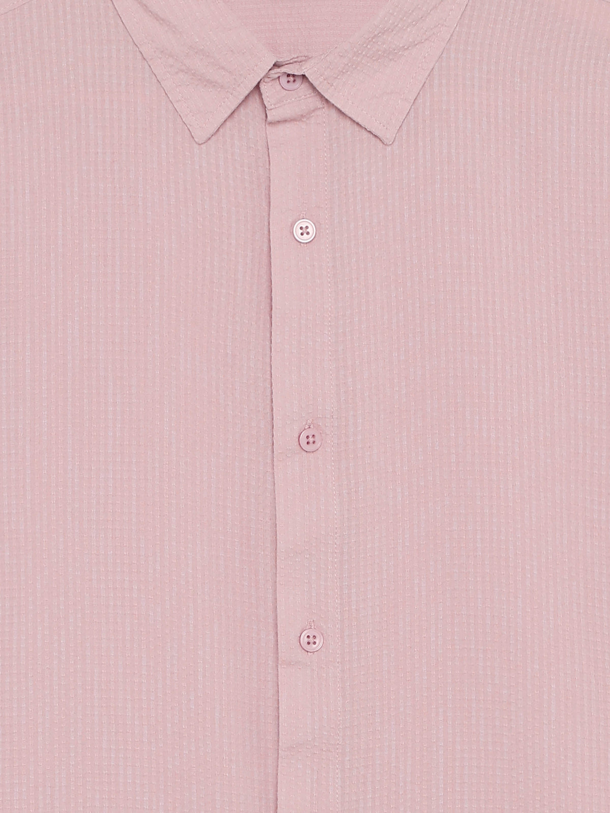 Regular Fit 100% Cotton Textured Shirt - Purple