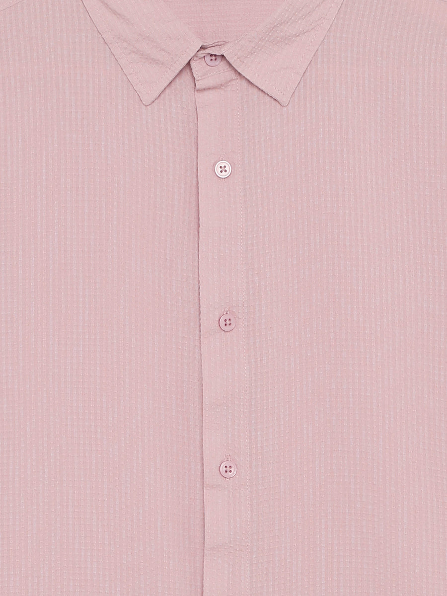Regular Fit 100% Cotton Textured Shirt - Purple