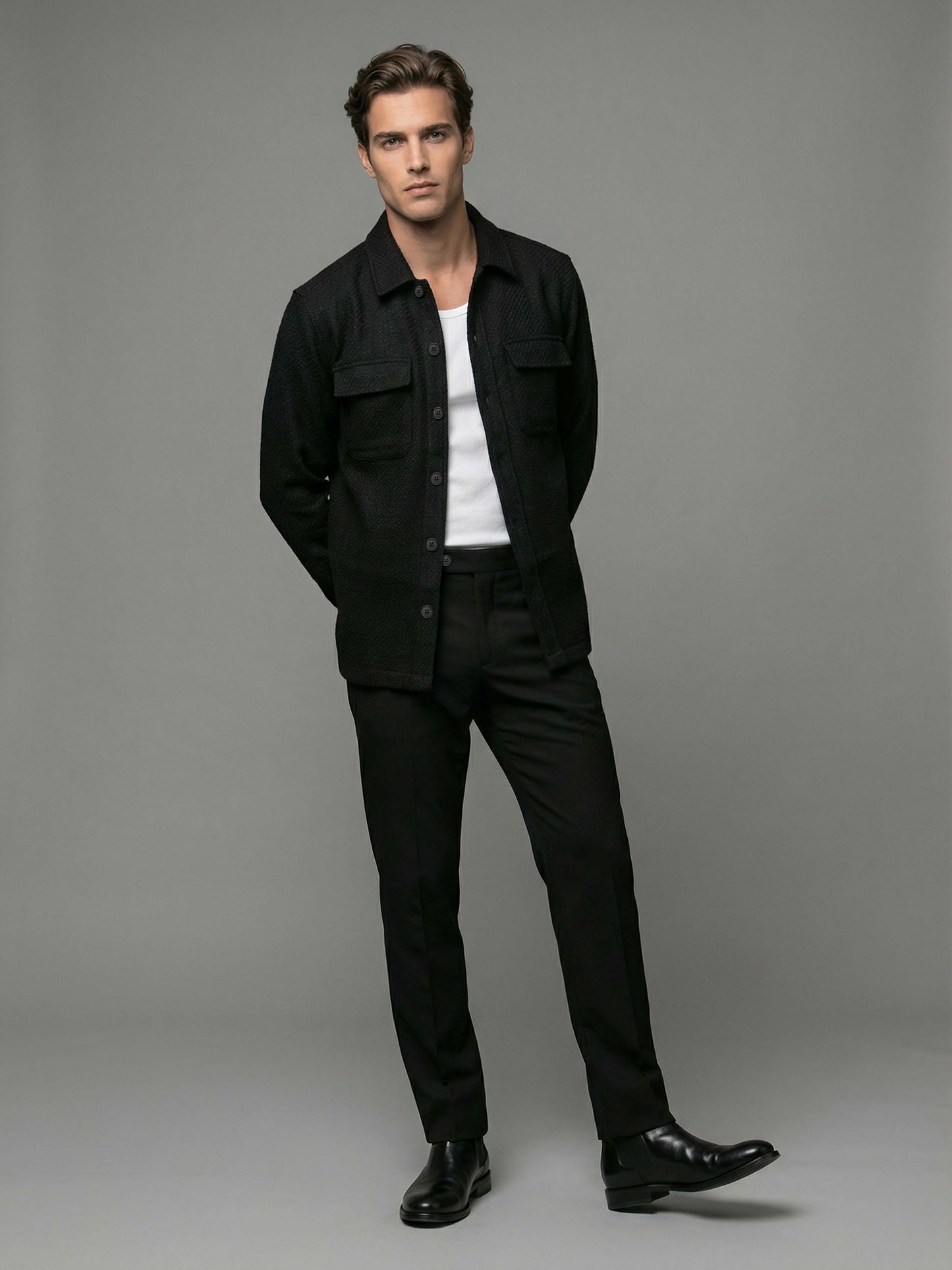 Celio* Men Black Solid Oversized Polyester Shirts