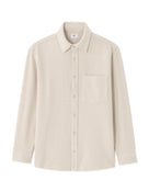 Oversized Fit Cotton Blend Spread Collar Shirt - Beige