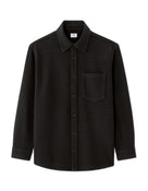 Oversized Fit Cotton Blend Spread Collar Shirt - Black