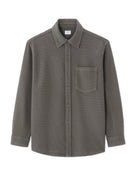 Oversized Fit Cotton Blend Spread Collar Shirt - Khaki