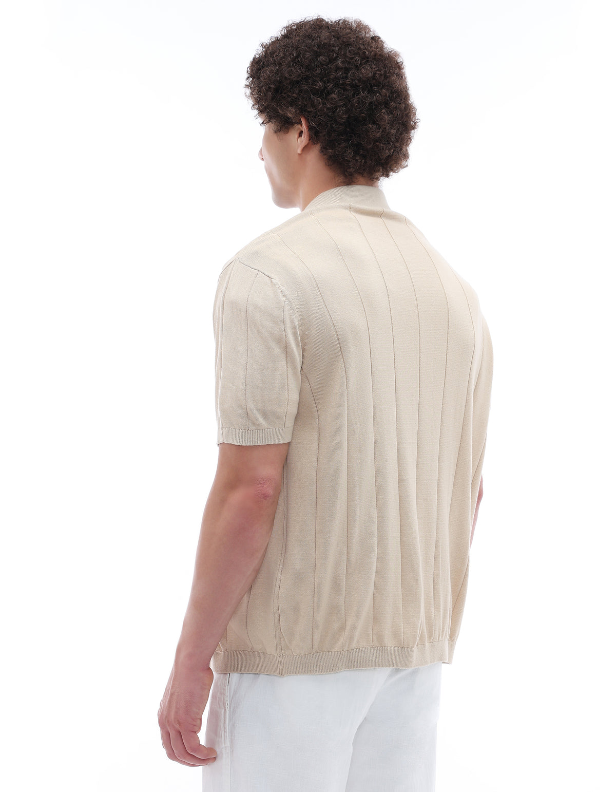 Regular Fit 100% Cotton Regular Collar T-Shirt - Beige
