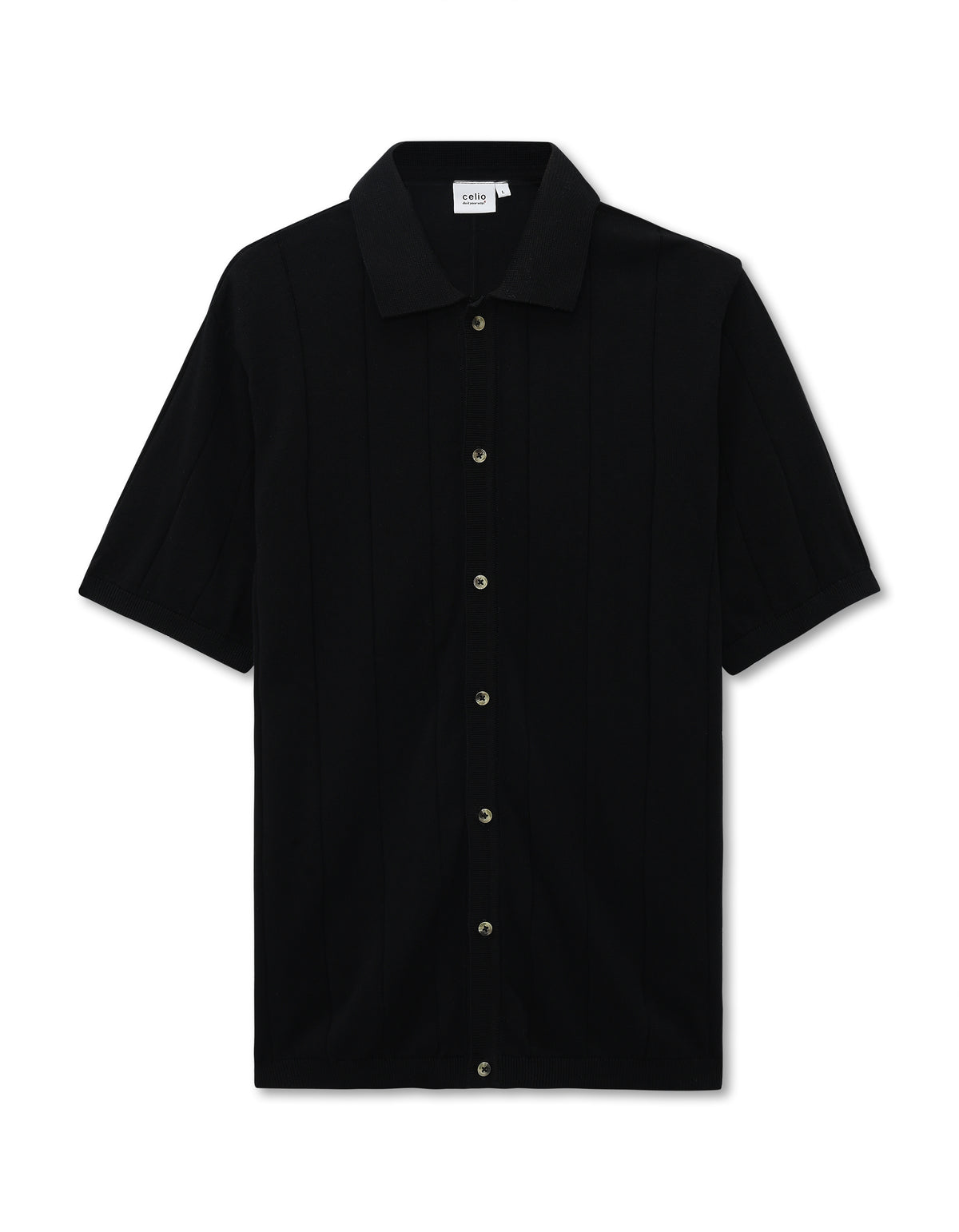 Regular Fit 100% Cotton Regular Collar T-Shirt - Black