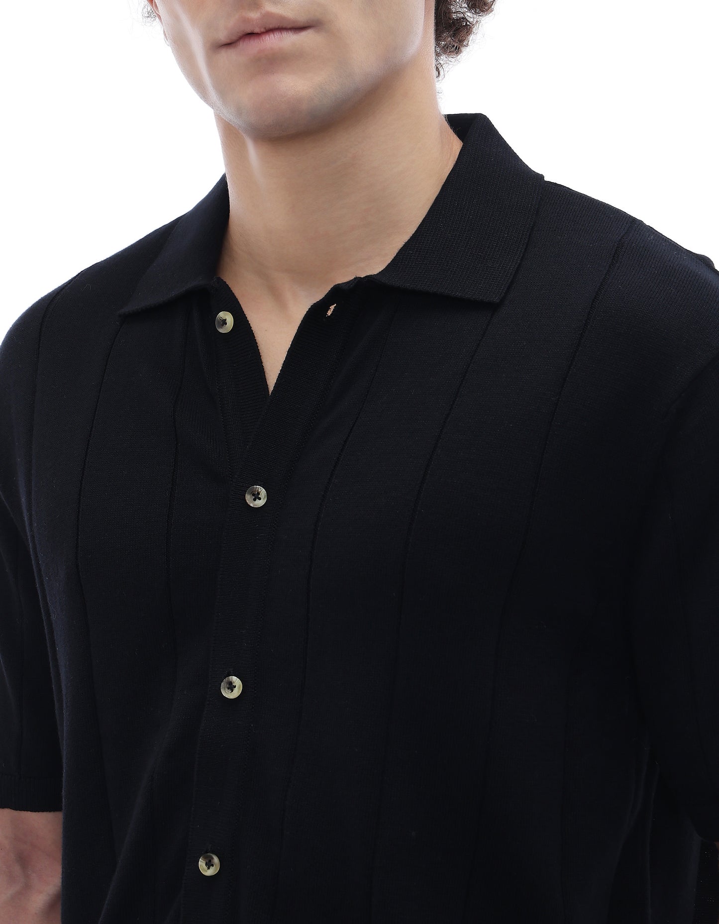 Regular Fit 100% Cotton Regular Collar T-Shirt - Black