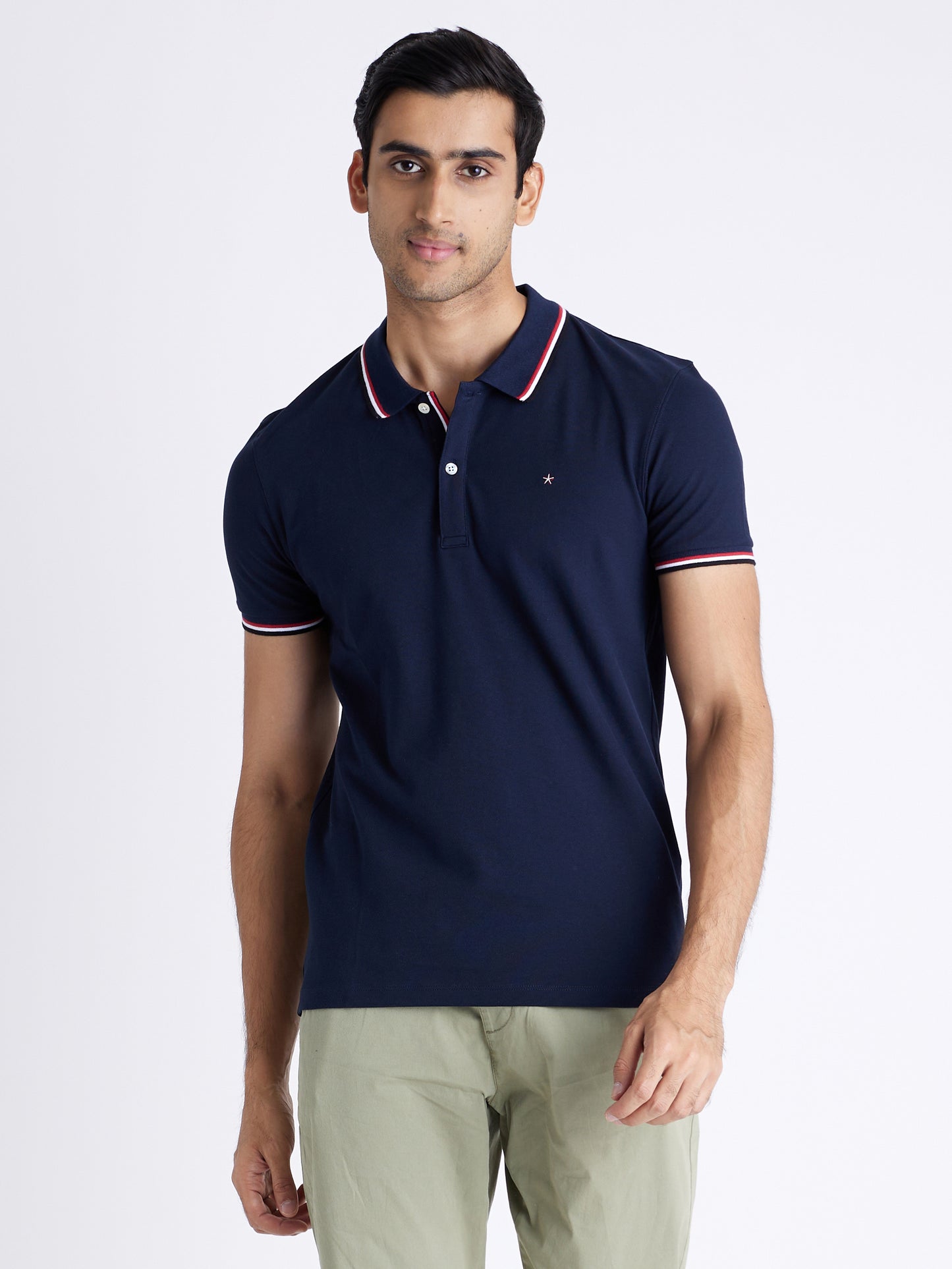 Celio Mens Navy Solid Regular Fit Cotton T-Shirts