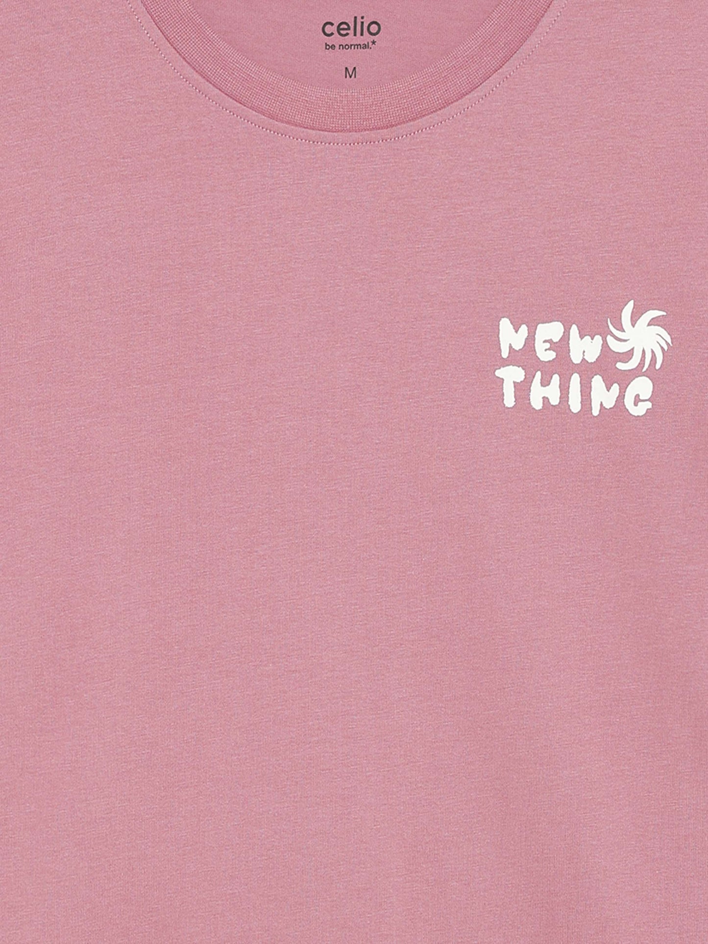 Celio Solid Regular Fit Cotton Pink TShirts