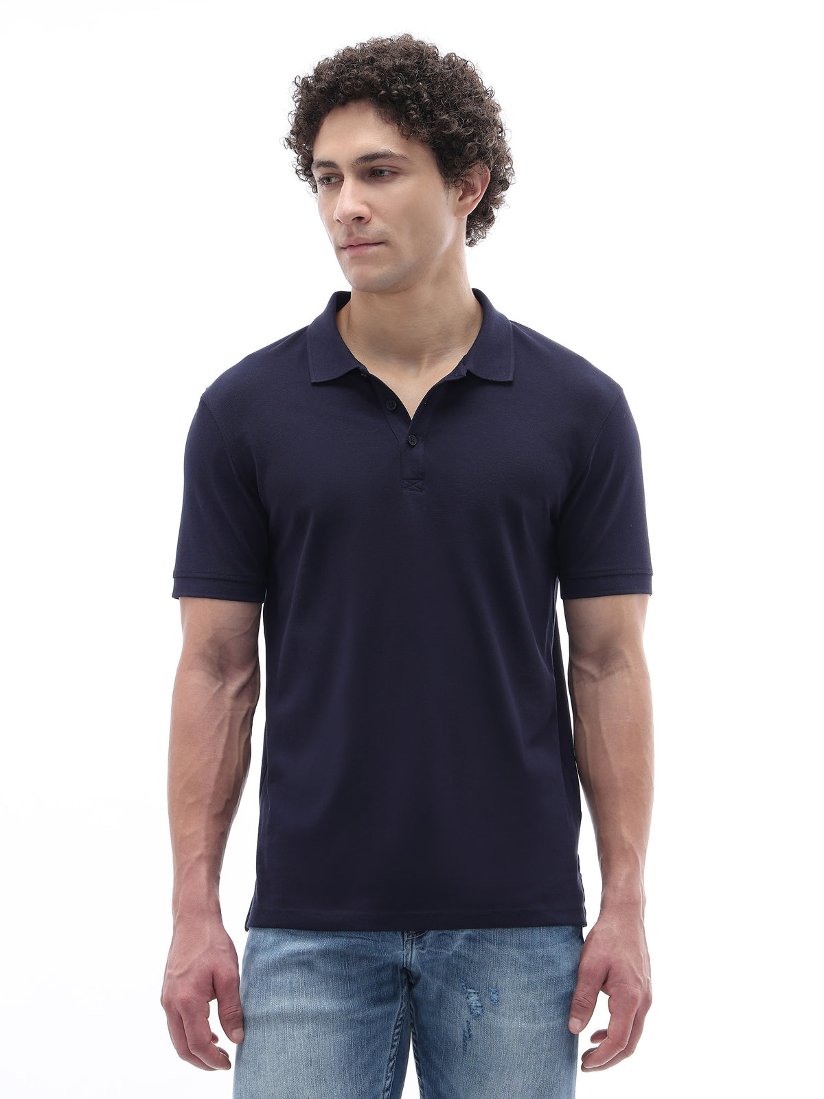 Straight Fit 100% Cotton T-Shirt - Navy Blue