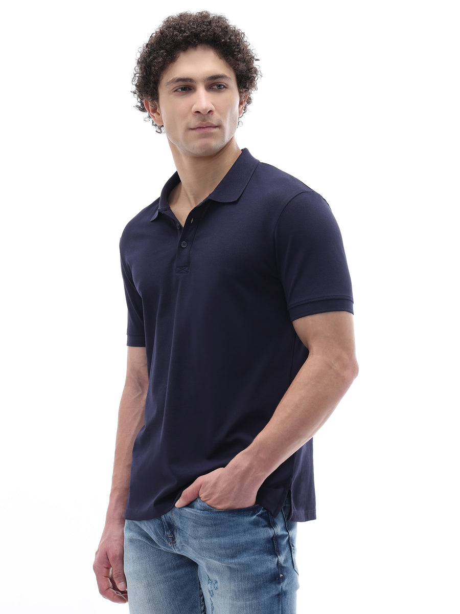 Straight Fit 100% Cotton T-Shirt - Navy Blue