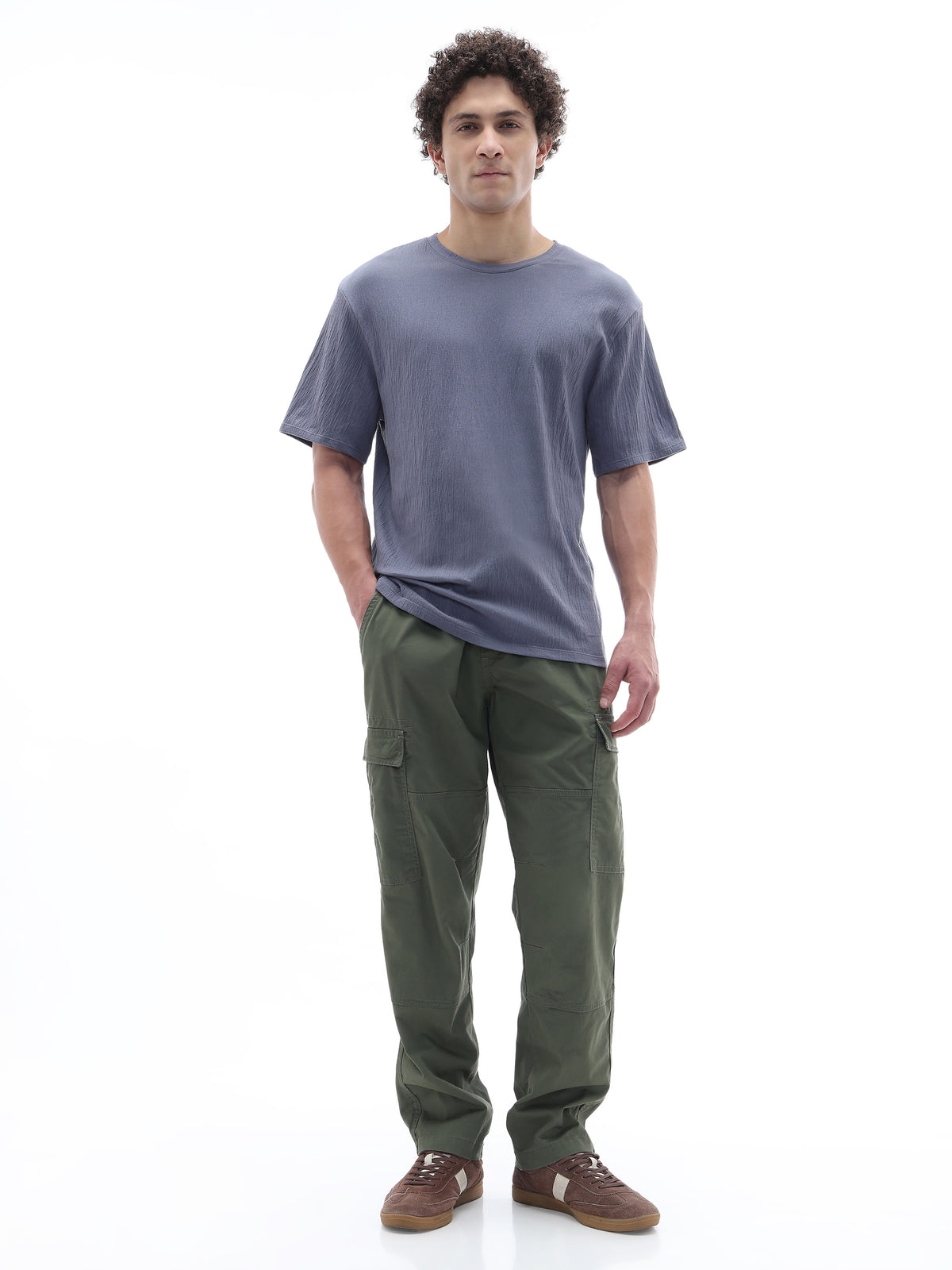 Boxy Fit Crew Neck T-Shirt - Blue
