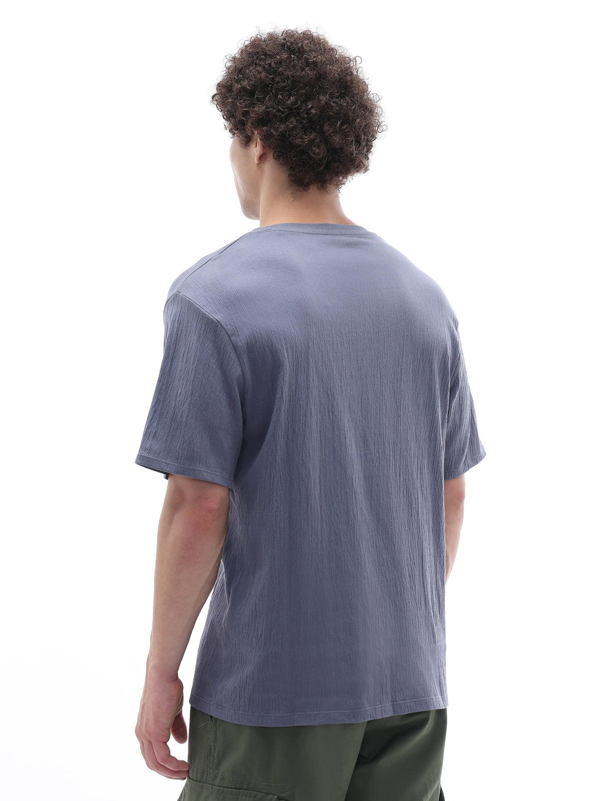 Boxy Fit Crew Neck T-Shirt - Blue