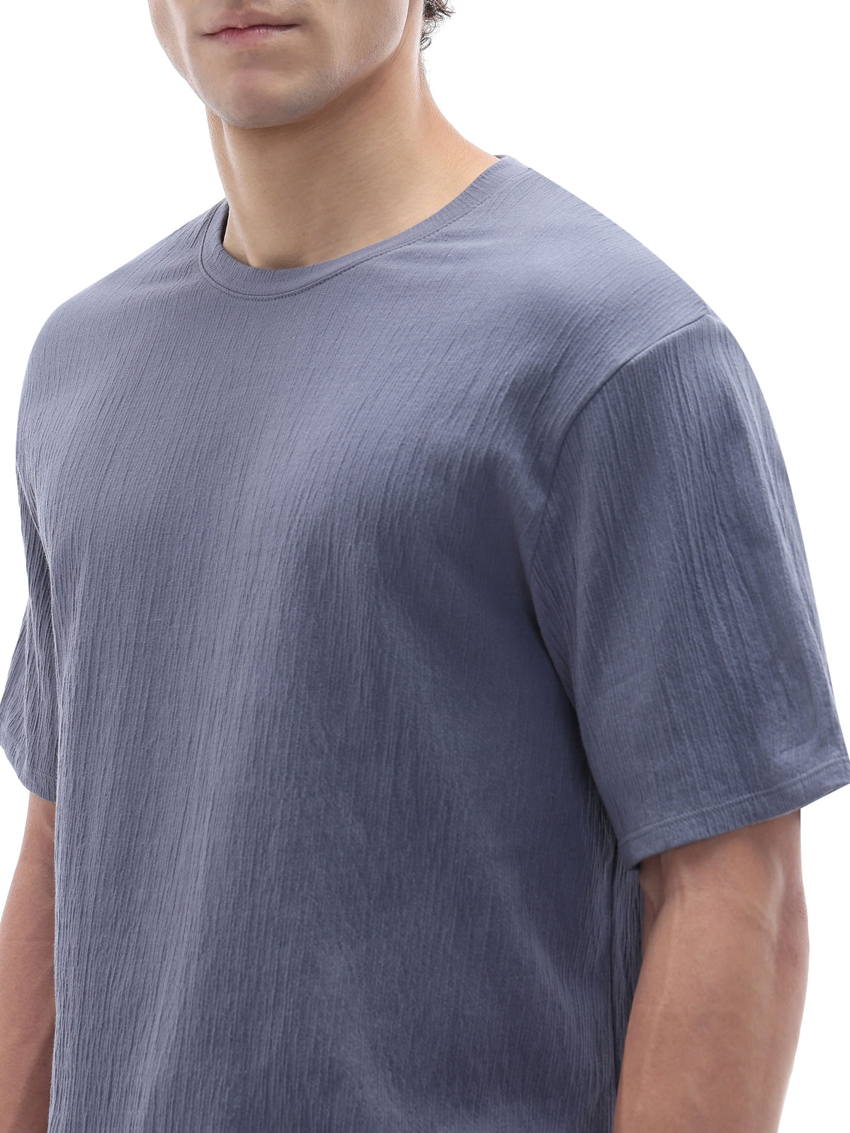 Boxy Fit Crew Neck T-Shirt - Blue
