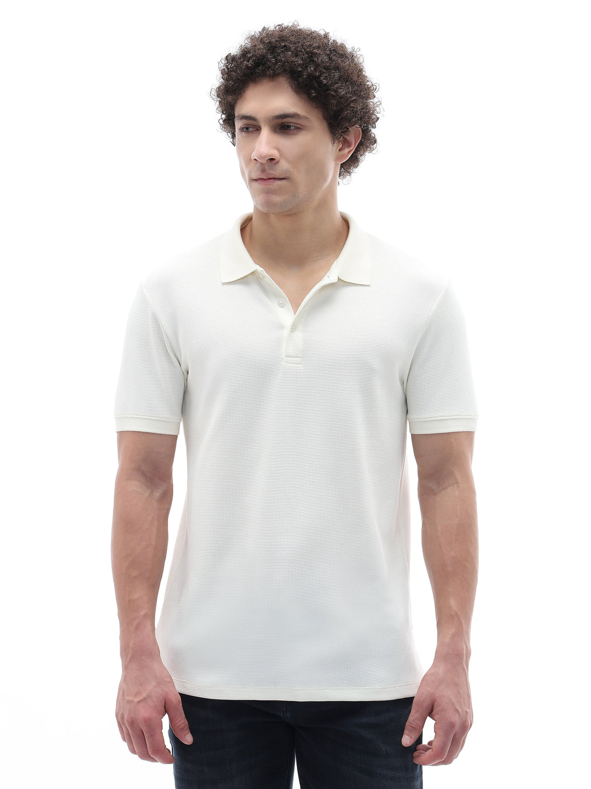Straight Fit Structured T-Shirt - Off White