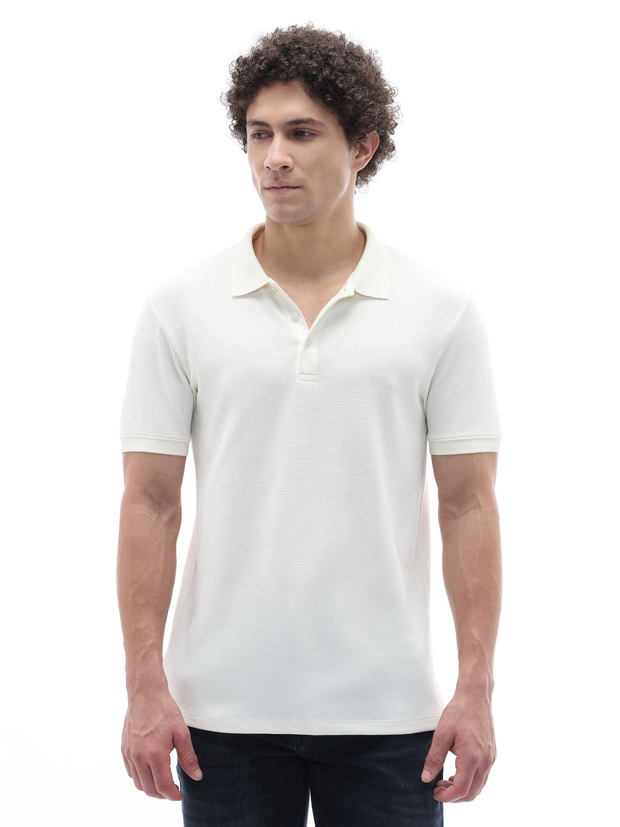 Straight Fit Structured T-Shirt - Off White
