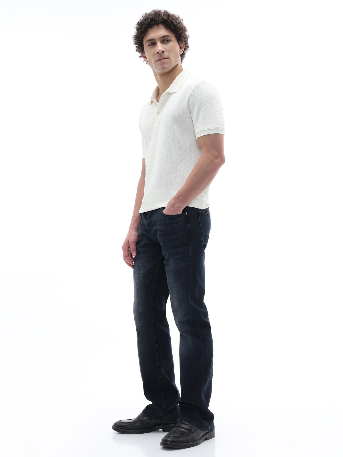 Straight Fit Structured T-Shirt - Off White