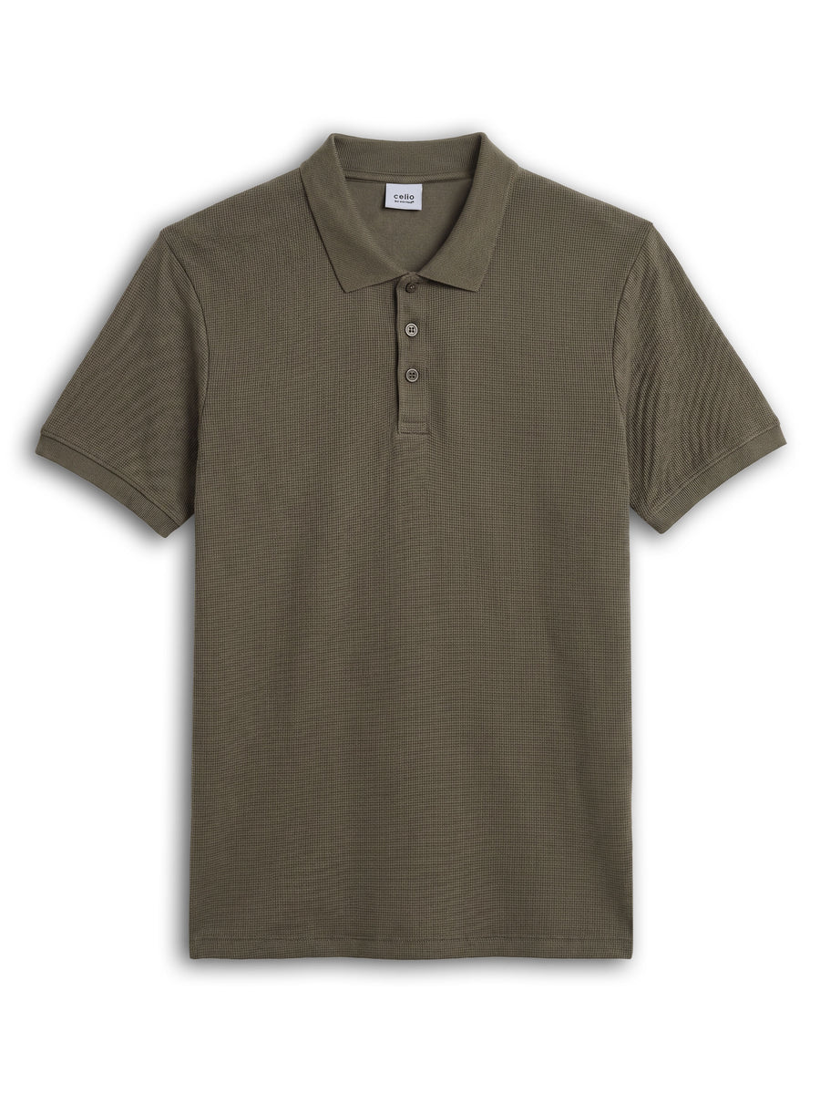 Straight Fit Structured T-Shirt - Olive Green