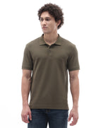Straight Fit Structured T-Shirt - Olive Green