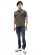 Straight Fit Structured T-Shirt - Olive Green