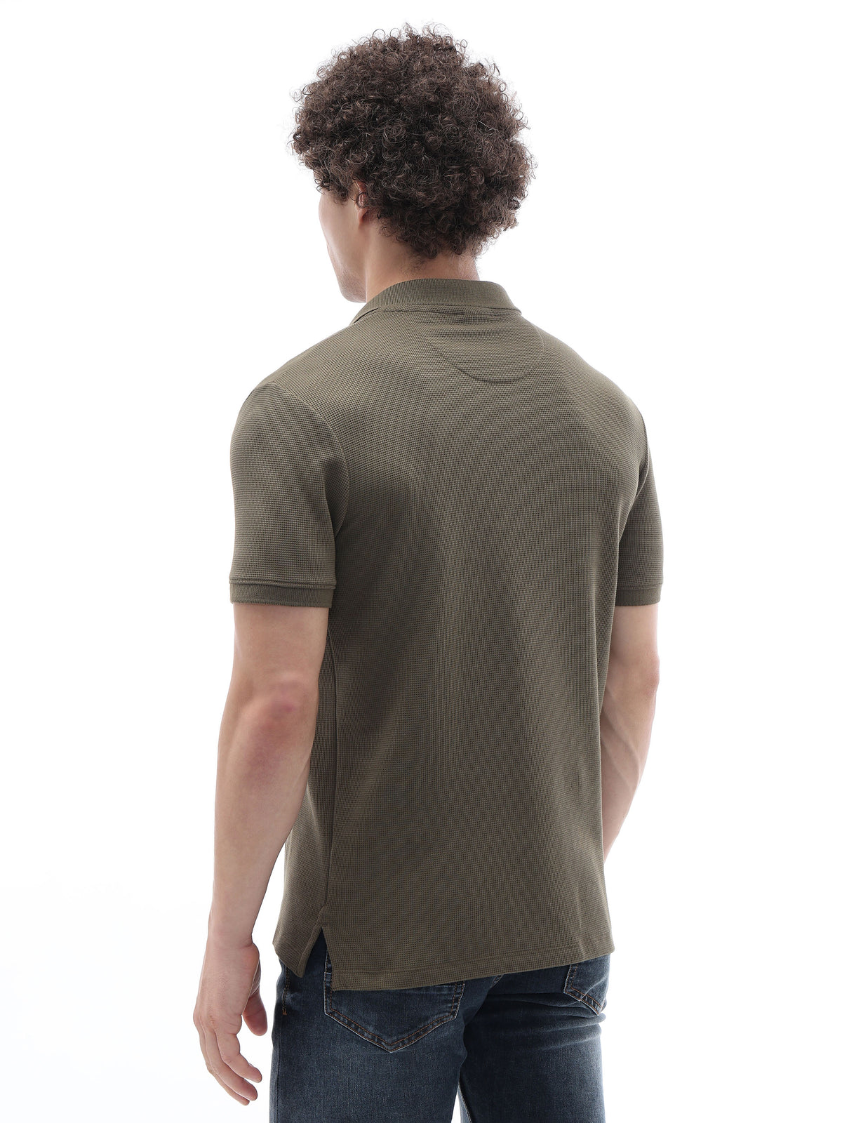 Straight Fit Structured T-Shirt - Olive Green