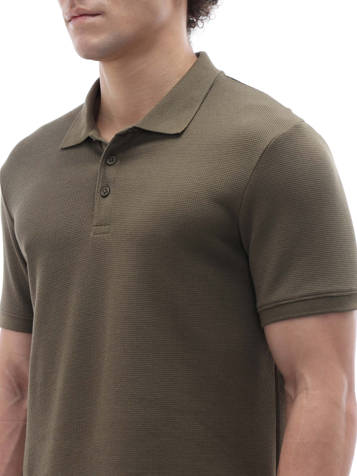 Straight Fit Structured T-Shirt - Olive Green