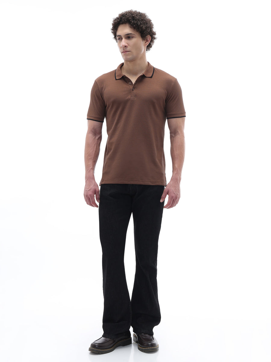 Regular Fit 100% Cotton T-Shirt - Brown