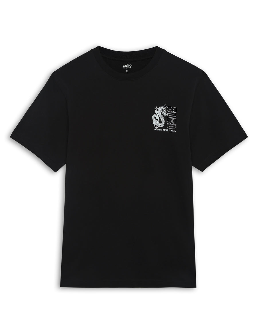 Boxy Fit 100% Cotton T-Shirt - Black