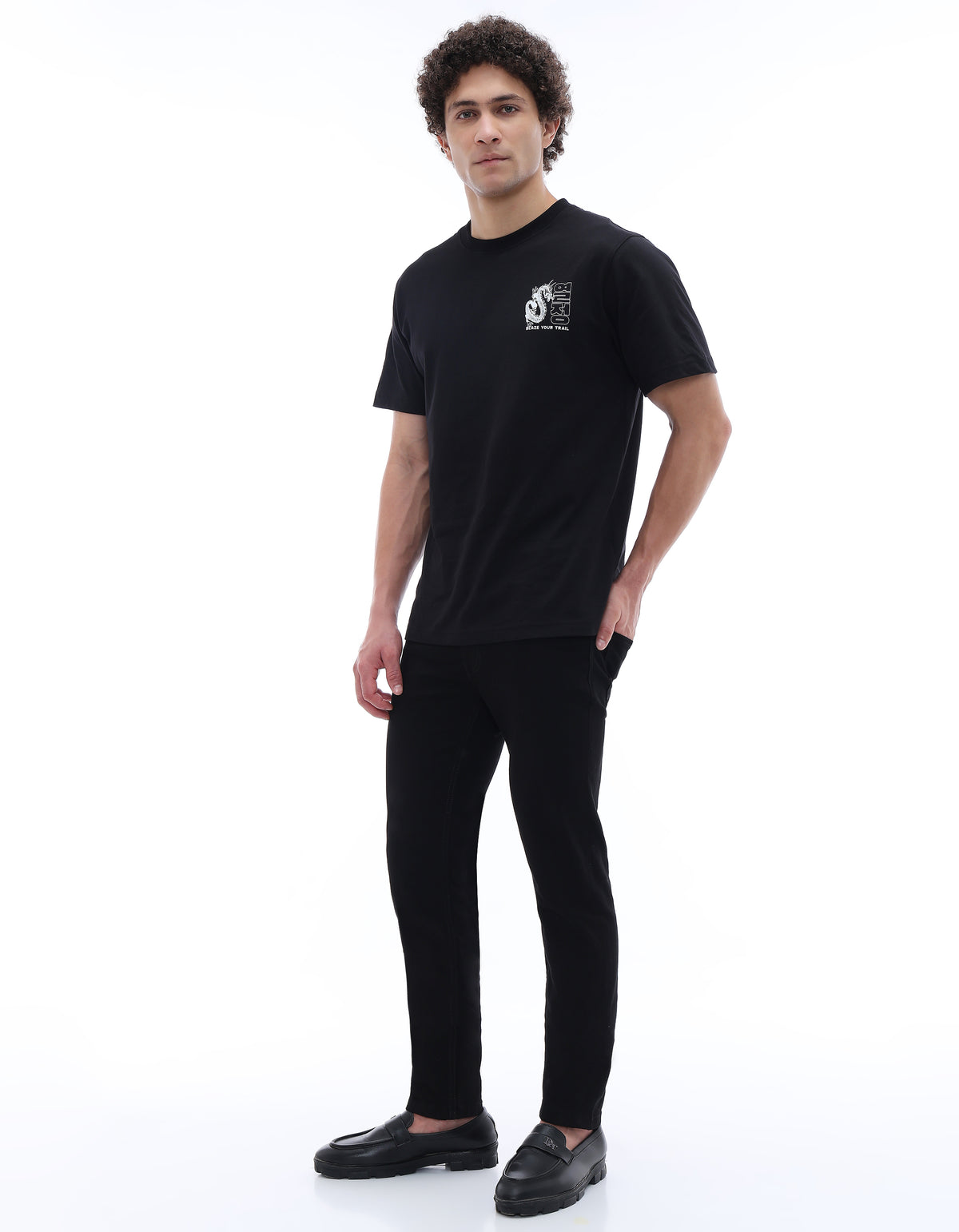 Boxy Fit 100% Cotton T-Shirt - Black