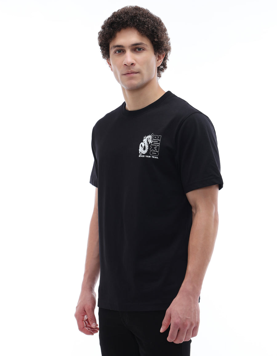Boxy Fit 100% Cotton T-Shirt - Black