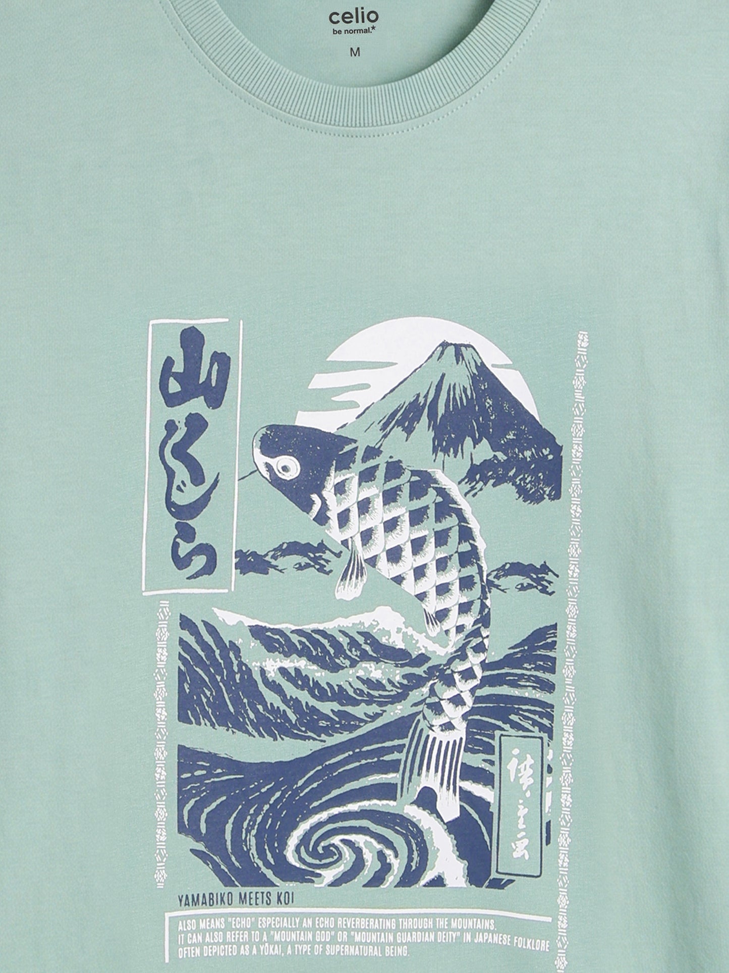 Celio Solid Boxy Fit Cotton Green TShirts