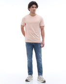 Slim Fit Stretch Cotton Crew Neck T-Shirt - Pink