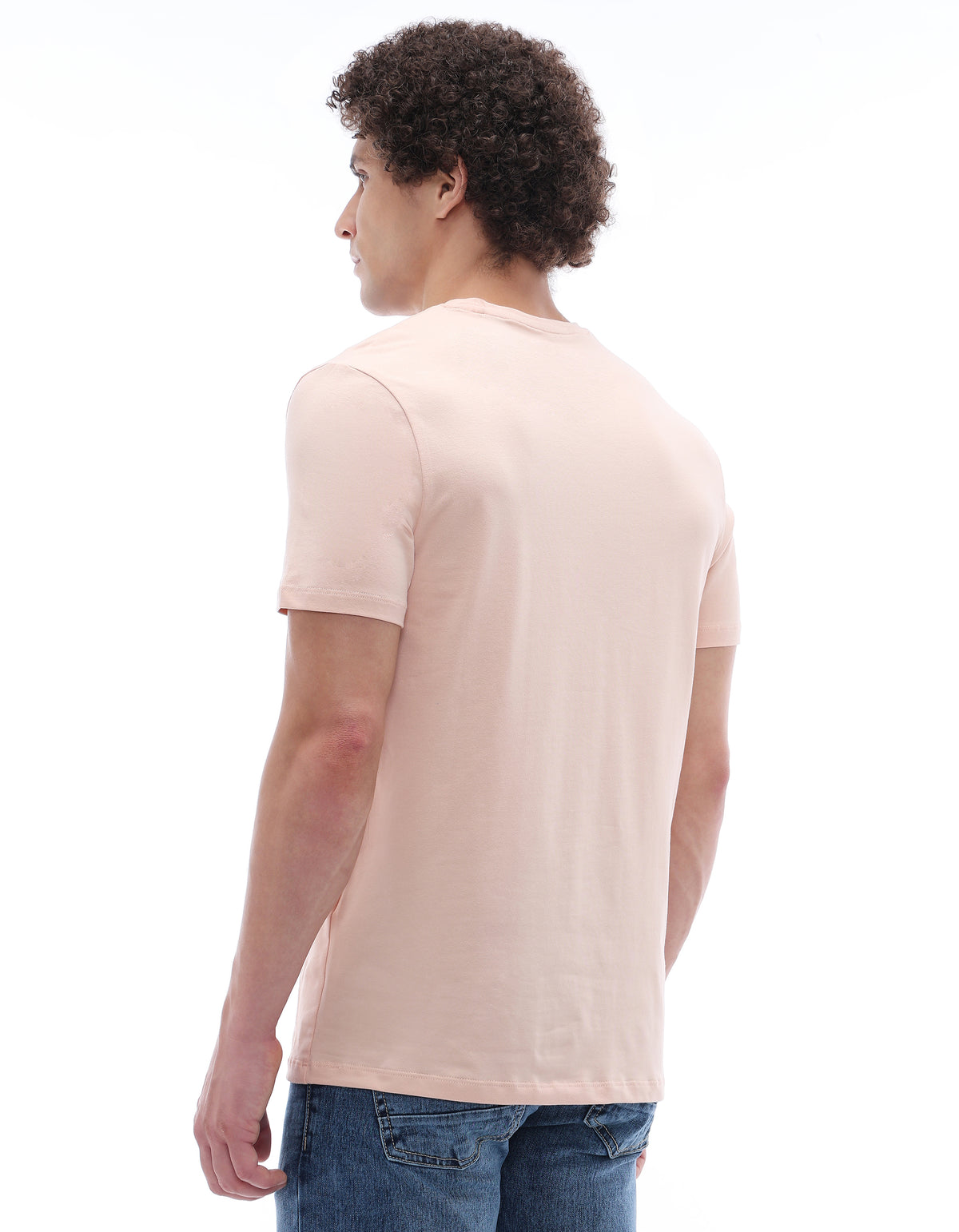 Slim Fit Stretch Cotton Crew Neck T-Shirt - Pink