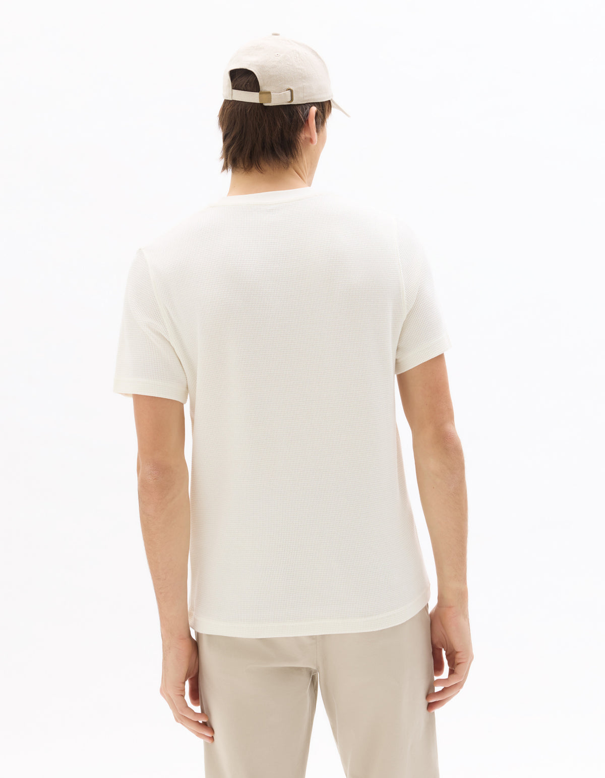 Boxy Fit Stretch Cotton Crew Neck T-Shirt - Beige