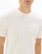 Boxy Fit Stretch Cotton Crew Neck T-Shirt - Beige