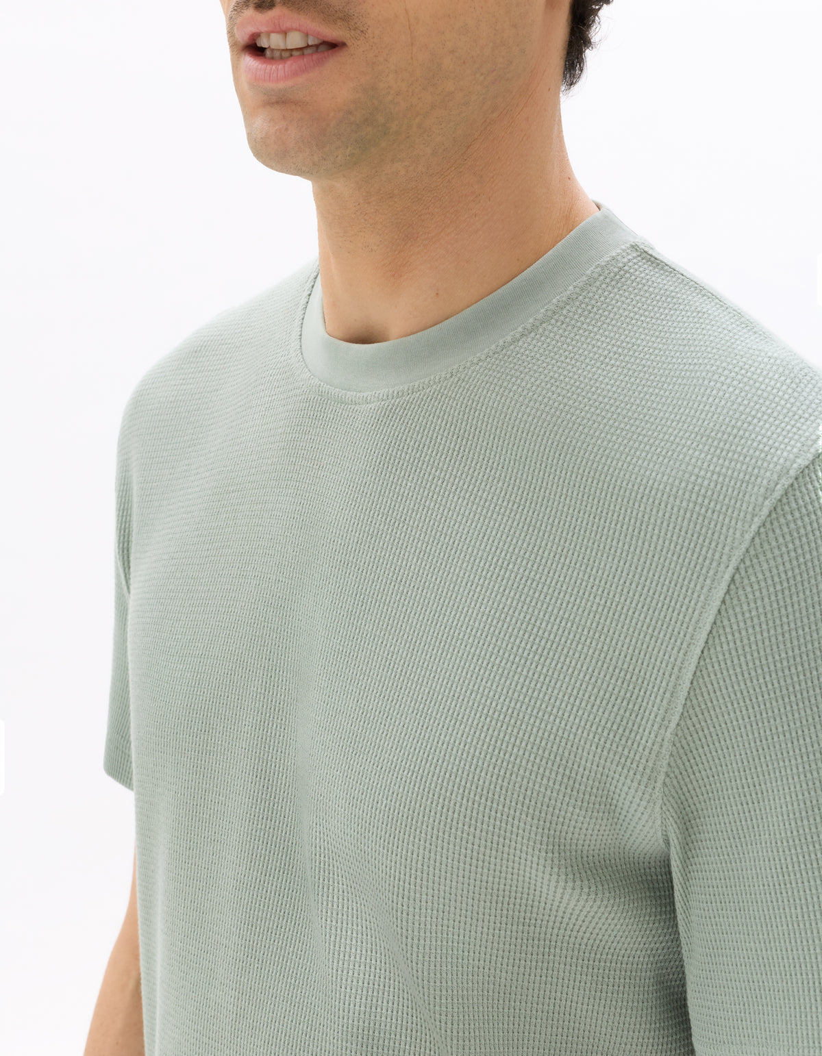 Boxy Fit Stretch Cotton Crew Neck T-Shirt - Green