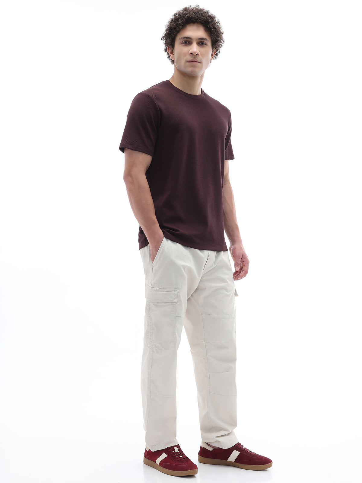 Regular Fit Structured T-Shirt - Brown