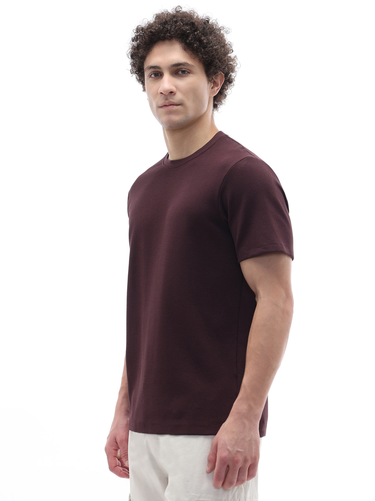 Regular Fit Structured T-Shirt - Brown
