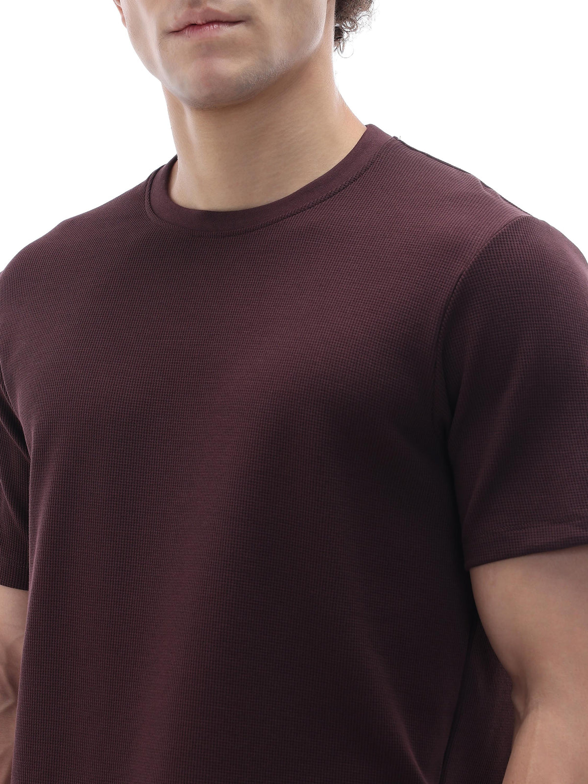 Regular Fit Structured T-Shirt - Brown
