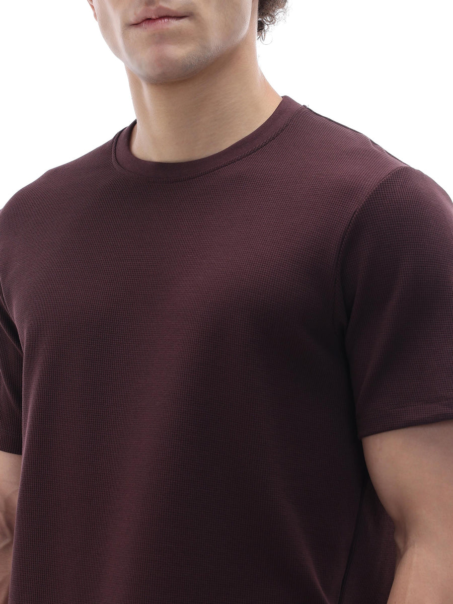 Regular Fit Structured T-Shirt - Brown