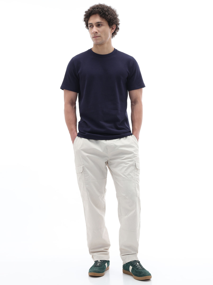 Regular Fit Structured T-Shirt - Navy Blue