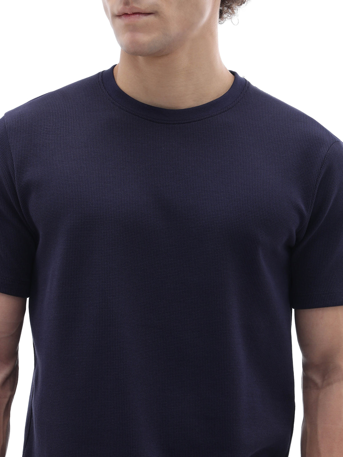 Regular Fit Structured T-Shirt - Navy Blue
