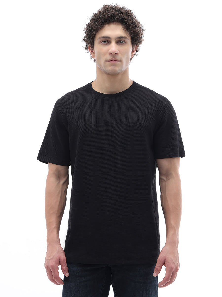 Regular Fit Structured T-Shirt - Black