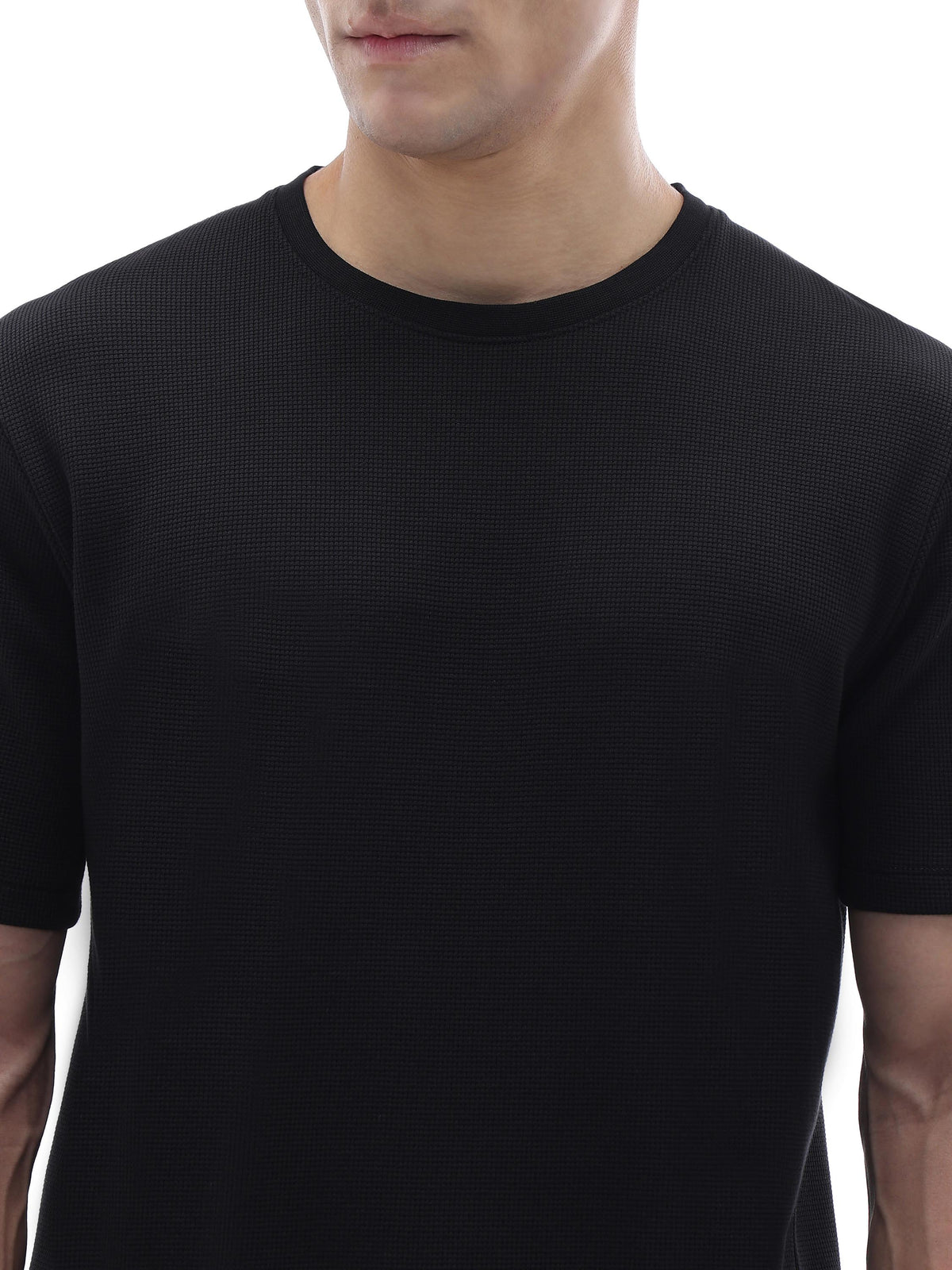 Regular Fit Structured T-Shirt - Black