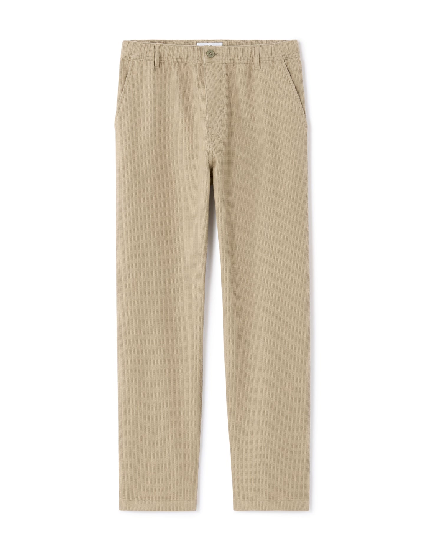 Celio Men Beige Solid Straight Fit Cotton Trousers